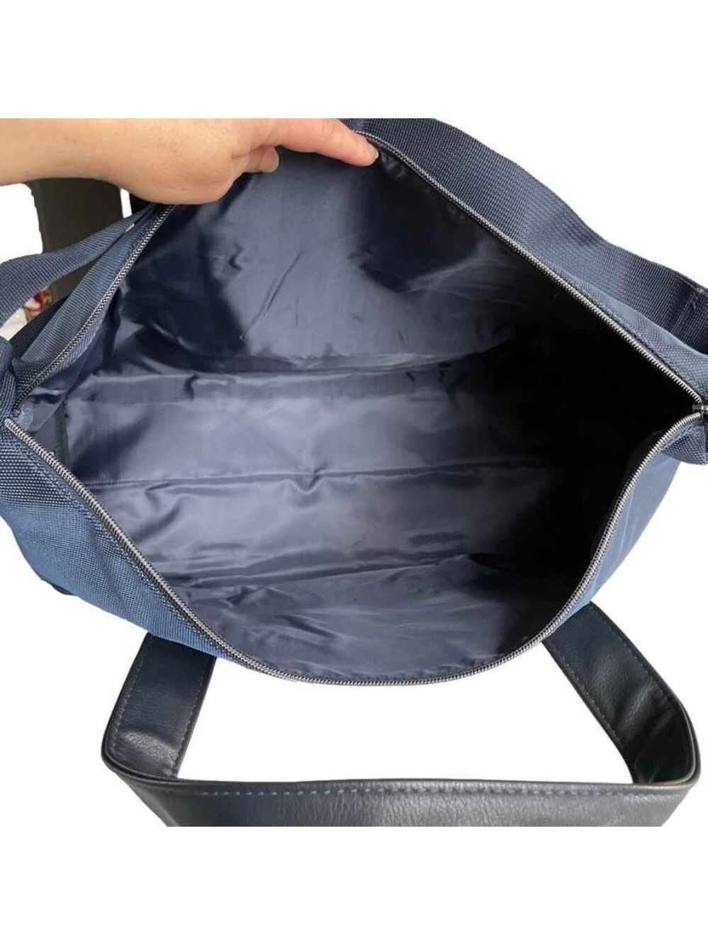 Jimmy Choo Navy Blue Canvas and Leather Trim Weekend Travel Bag - Picture 6 of 8